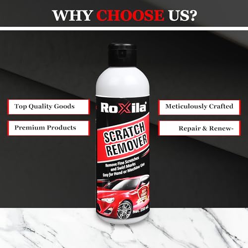 Roxila Scratch Remover for Car 250 ml – Removes Minor Scratches, Swirl Marks, Paint Defects, and Oxidation for Cars, Bikes, and Motorbikes | Cleans Dirt, Grime, and Stains for a Glossy Finish