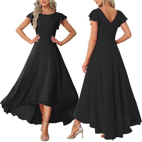 FairyLove Women Wedding Ruffle Dresses Flowy Puffy with Deep V Neck Pleated Hem Lantern Long Sleeve Bell Sleeves3