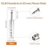 KUOQIY 2 PCS 3-Pin XLR to 6.35mm Adapter, XLR Female to 1/4" TS Male Mono Audio Microphone Adapter, for Microphones Audio Equipment Mixers - Image 2