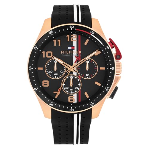 Image of Tommy Hilfiger Bank Quartz Analog with Black Dial Black Silicone Strap Watch for Men - TH1710709
