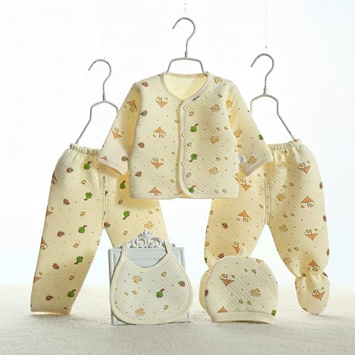 Image of Presents New Born Baby Winter Wear Printed Baby Clothes 5Pcs Sets 100% Cotton Boys Girls Unisex Baby Cotton /Winter or Flannel Suit Infant Clothes