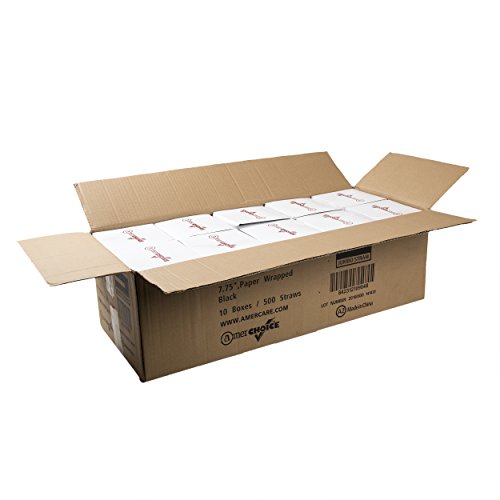 Pitillos jumbo de papel negro AmerCare, 7.75 pulgadas, pack 5000 miniatura 5