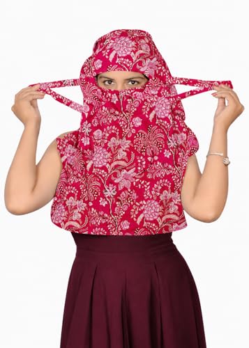 Image of Scarf Face Cover Mask Sun Protection Hair,Head, Neck, Nose Safety Head Wrap Scarf For Women Girls Daily Use Dupatta Hijab Double Layer Cotton Printed Kalamkari