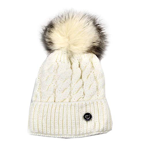 HomeOfSocks Bonnet à pompon doublé en fourrure synthétique - Blanc - Taille Unique Cover