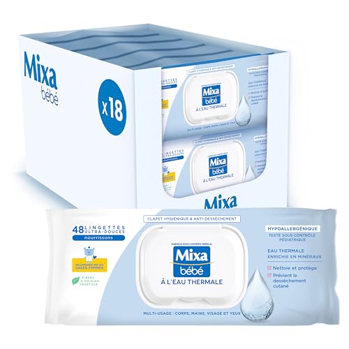 Mixa Lingettes Bébé à l’eau Thermale, Lo