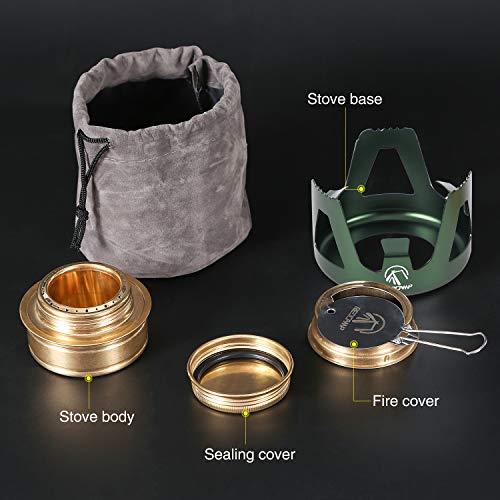 REDCAMP Mini Spirit Burner, Brass Alcohol Stove with Adjustable Flame & Wind Shield - Image 2