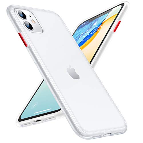 TORRAS Shockproof Compatible for iPhone 11 Case, [6FT Military Grade Drop Protection] Translucent Hard Back with Silicone Bumper, Slim Non-Slip iPhone 11 Phone Case (6.1''), Smoke White
