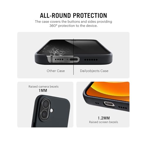 Image of DailyObjects Case for iPhone 16 Plus Compatible with Mag-Safe Wireless Charging, Flekt Liquid Silicone Slim Shockproof Back Cover, Black