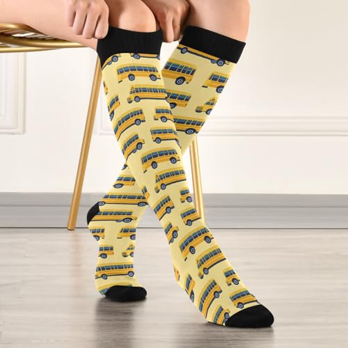 Image of Wusikd Blue Yellow Monster Trucks Compression Socks for Women and Men Circulation Long Socks for Athletic Running 1