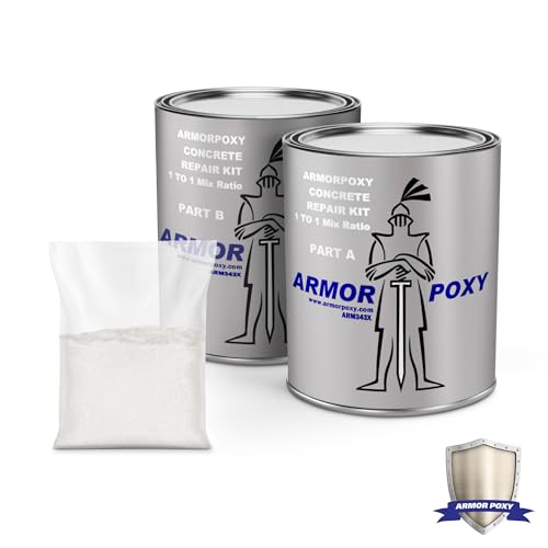 ArmorPoxy Fast Set Epoxy Concrete Patch Kit - 3-Component Rapid Repair for Spalling Holes & Cracks - 4 400 PSI Compressive Strength - Professional Grade 3-Part Epoxy Mortar - 1 Gallon