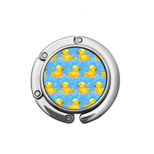 Preisvergleich Produktbild Tier Faltbare runde Geldbörse Haken Handtasche Klapp Kleiderbügel mit Einer Handtasche Tisch Kleiderbügel süße gelbe Gummiente