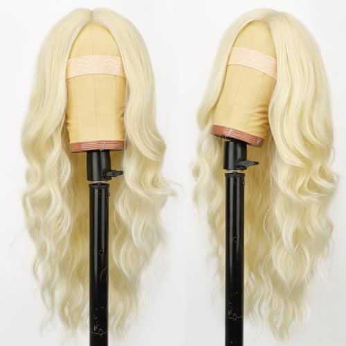 Image of AISI HAIR 【Beginner Friendly Wig 613 Blonde Wig for Women, Long Wavy Lace Hairline Middle Part Synthetic Wig for Daily Party-26 Inch