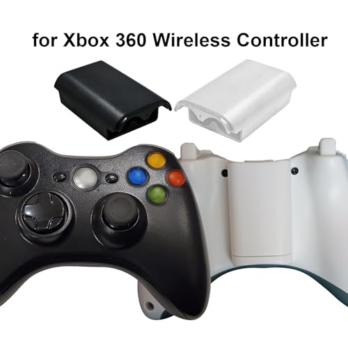 Image of 2 Pcs Battery Cover Case for Xbox 360 Wireless Controller,Battery Pack Cover Shell Case Replacement Repair Part Compatible for Xbox 360(1xBlack, 1xWhite)