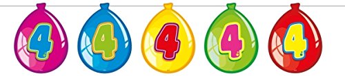 Preisvergleich Produktbild Folat Wimpelgirlande 10m Luftballon Zahl 4