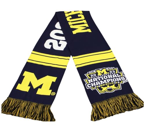 Official 2023 College Football Playoff National Champions Michigan Wolverines Knitted Scarf 1-8-2024