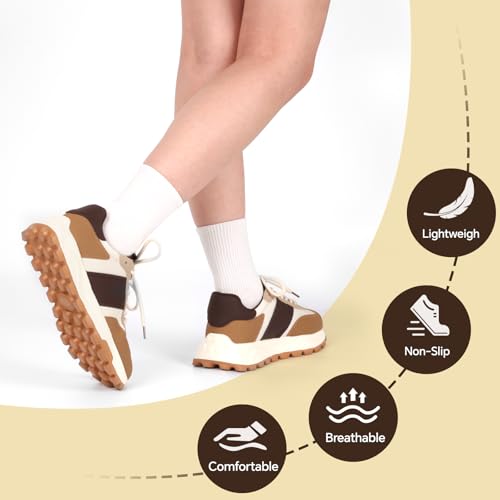 IXU Sneakers for Women Lightweight Patchwork Design,Non-Slip Suede Casual Walking for Gym,Tennis,Running,Comfortable Workout Shoes Available in Regular & Wide Width4