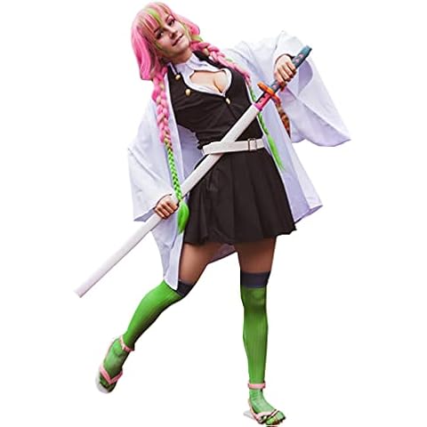 Fiamll Demon Hunter Japanese Kimono Anime Cosplay Costume Halloween Outfits for Kimetsu no Yaiba, Kanroji, L Cover