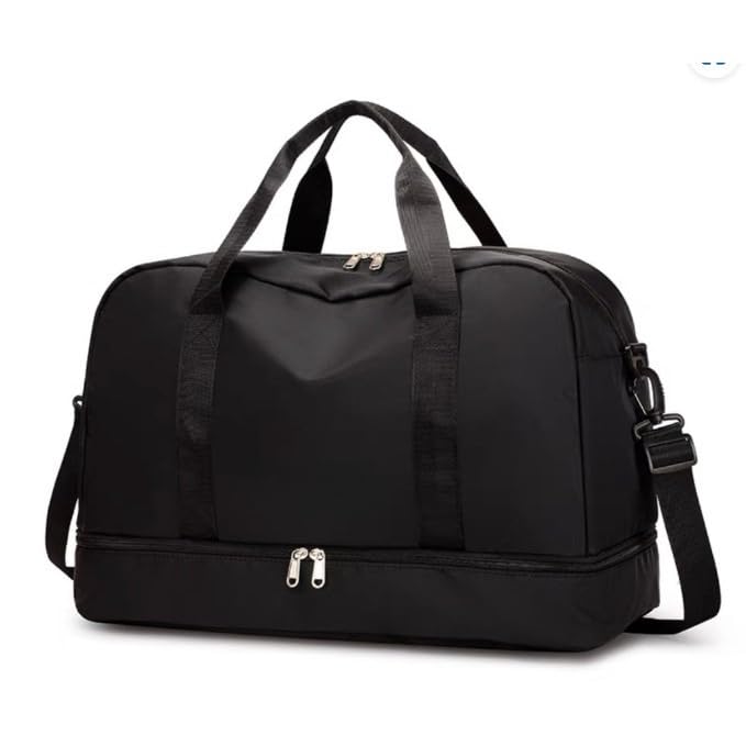 Bolsa Academia Feminina Multifuncional | Grande Capacidade, Bolso ImpermeáVel E AlçA Lateral | Ideal Para Viagem E Esporte | Com DivisóRias(preto(kit1))