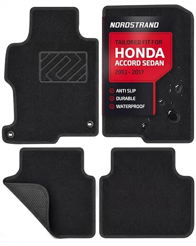 Floor Mats for Honda Accord 2013-2017 Sedan - Tailored 3D Fit - Front & Rear Set of 4 - Anti-Slip Backing - 22oz Carpet Mat Heavy Duty - All Weather Car Liner Floormats