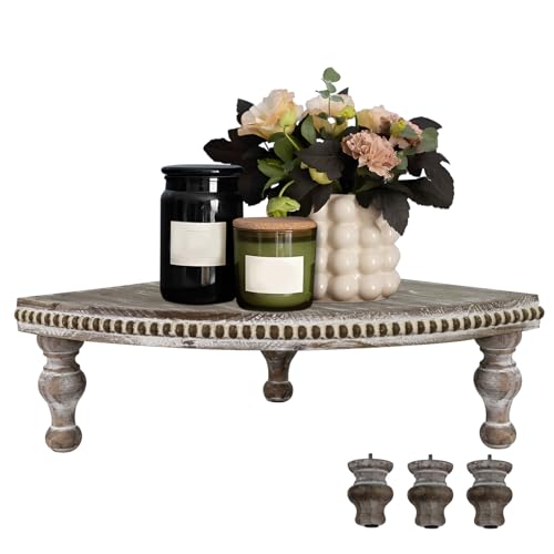 MAONAME Vintage Brown Corner Pedestal Stand, Rustic Wood Riser for Display