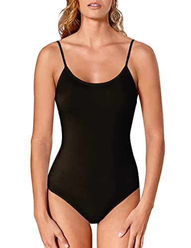 VEDATS Damen Body Spaghettiträger Top Unterhemd Bodysuit (S,...