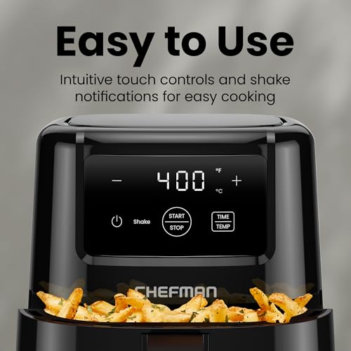 Image of CHEFMAN 2 Qt Mini Air Fryer - Digital Space-Saving Compact Air Fryer with Nonstick and Dishwasher Safe Basket, Quick & Easy Meals in Minutes, Features Digital Timer and Shake Reminder - Black