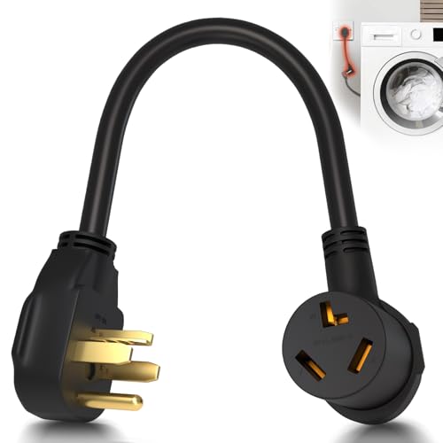 3 Prong to 4 Prong Dryer Adapter, 1.5FT Dryer Plug Adapter 3 to 4 Prong Outlet Cord Converter, NEMA 14-30P to 10-30R 10AWG Copper Wire 30A 250V Flexible DIY Dryer Connector for Home Laundry