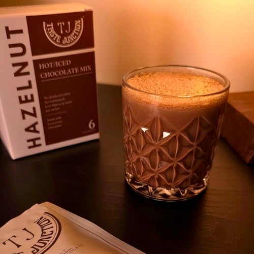 Image of Taste Junction Hazelnut Iced and Hot Chocolate Mix | 6 Sachets | <0.2G Sugar | Belgian Chocolate