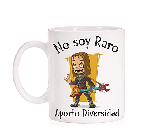 FUNNY CUP Taza No Soy Raro Aporto Diversidad. Taza para Heavy