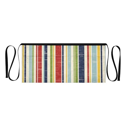 FASHON&FASCIN Server Apron with Pockets Waist Aprons Half Waitress Apron Striped Print for Gardening Restaurant,Multi6