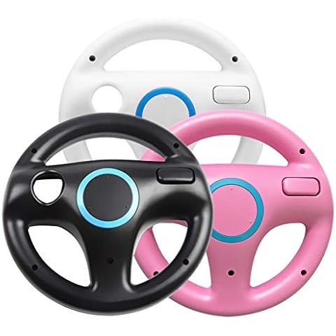 Generic 3 x PCS Schwarz Weiß Pink Lenkrad Mario Kart Racing Wheel für Nintendo wii Remote Spiel Cover