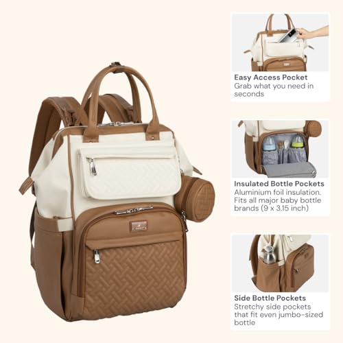 BabbleRoo Leather Diaper Bag Backpack