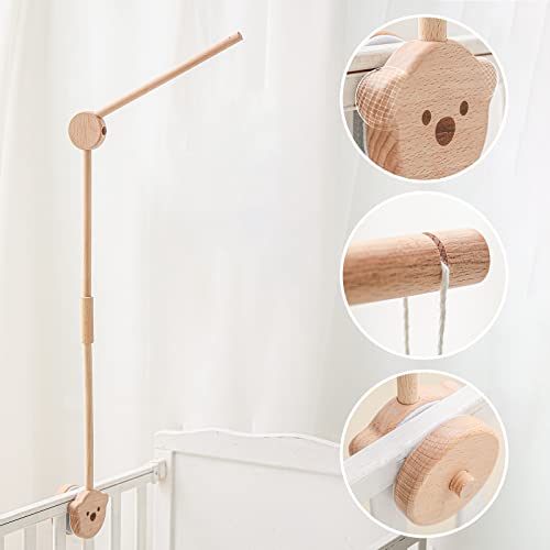 Baby Crib Mobile Arm - Wooden Baby Mobile Crib Holder For Mobile Hanging Baby Crib Attachment For Nursery Decor (Bear Crib Arm) #TOP1