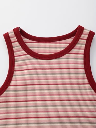 Image of BINIDUCKLING Toddler Tank Top Girls Summer Cute Striped Sleeveless Top 24 Months-8 Years
