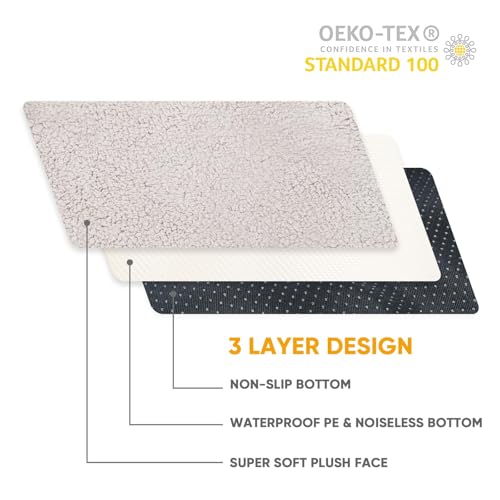 Image of Sunheir Washable Large Dog Bed Covers Soft Plush Replacement, Waterproof Dog Bed Liner, Pet Bed Cover with Zipper 24x16x3 Inches, Grey, Cover Only
