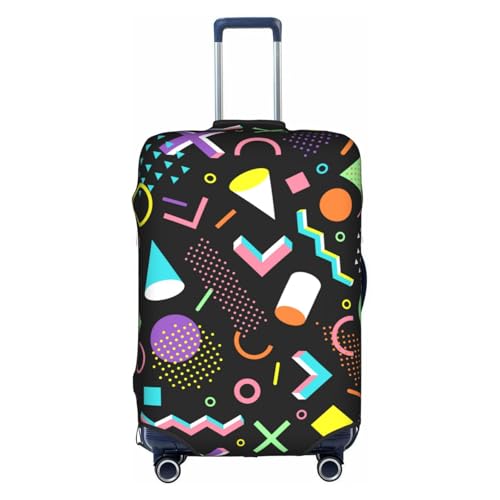 90s Geometric Style Travel Luggage Cover Elastic Suitcase Protector Washable Baggage Covers For Trunk Case Fits 22-24 Inch Luggage