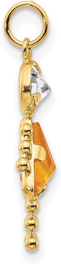 14k Yellow Gold November Girl Birthstone Charm Pendant - 20mm x 10mm