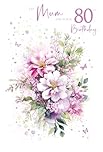 Cherry Orchard Mum 80th Birthday Card Gorgeous Traditional Floral design, Pink Foil finish, complete with Envelope