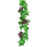 Getdoublerich Vid de uva de plástico realista, 4 piezas de vid de 30 pies con uvas realistas para decoración del hogar y el jardín