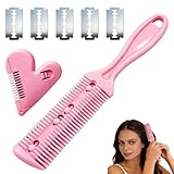 BIVYAX 2 Piezas Peine de Afeitar y Corte Profesional, Cortador de Pelo de Doble Cara Recortador de Plástico con Navaja, Kit de Peine para Adelgazar El Cabello con 5 Cuchilla Del Acero Inoxidable
