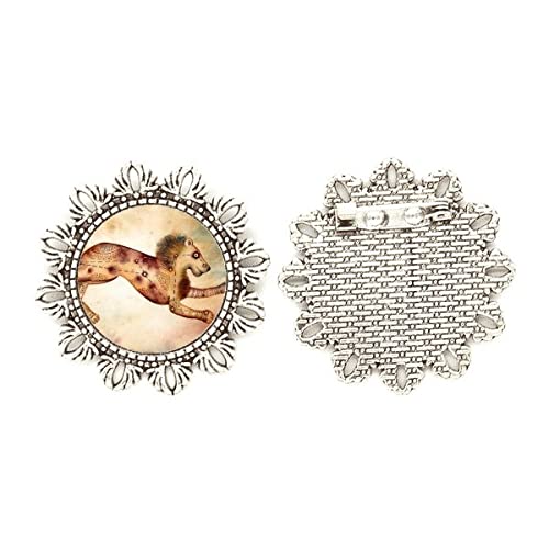 Broche Flor de Plata de la Constelación de Leo una joya del zodiaco con acabado premium mediano
