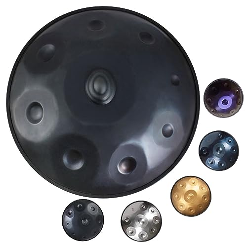 Handpan Drum D-Moll 432Hz/440Hz 9 Töne Handtrommel Handpan Steel Drum für professionelle Aufführungen (D3/A3/bB3/C4/D4/E4/F4/G4/A4) (Color : Schwarz, Size : 432Hz)