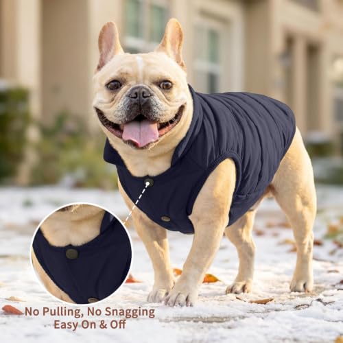 Image of JoyDaog Fleece Lined Dog Jacket for Medium Dogs,Winter Dog Coat,Blue XL | Warm Windproof Dog Vest for Cold Weather,Soft Cozy Doggie Clothes for Medium Dog Breeds,Outdoor Daily Walk,Snow Play