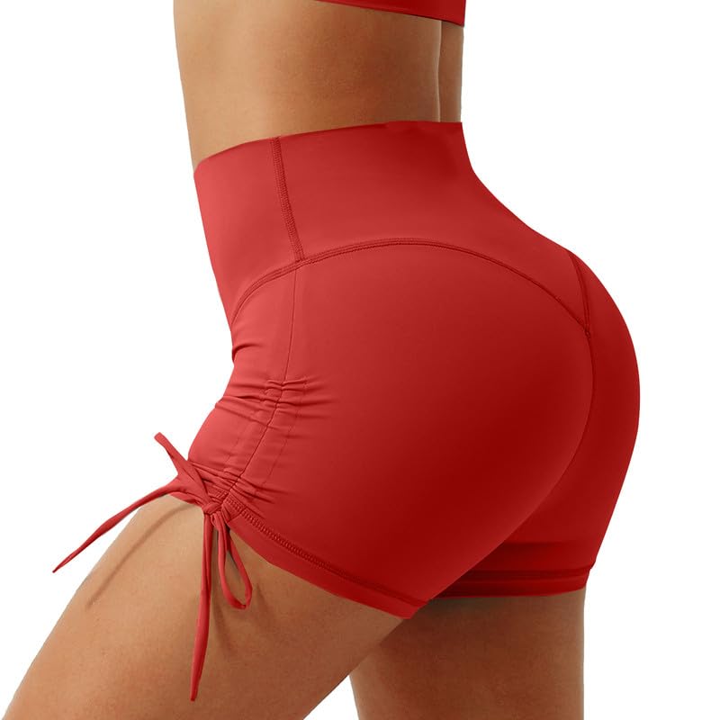 Litthing Pantalones Cortos Gym Mujer Talle Alto Deportivo Short con Lazo Lateral Espalda Leggins Cortos Push Up Shorts para Running Yoga Ejercicio Jogging