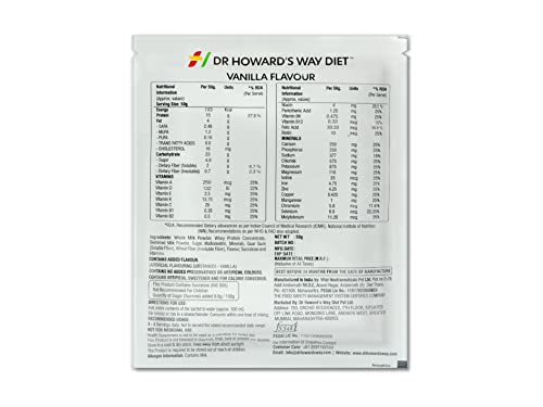 Image of Dr Howard's Way Diet | Total Food Replacement | Vanilla Shake For Weight Loss & Management | Healthy Meal Replacement | Essential 13 Vitamins & 14 Minerals | Less than 200 Calories Per Meal Pack | For Men & Women | 50Gm (Vegetarian)