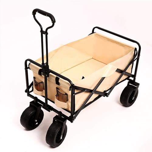 ZXNANA Gartenwagen, tragbarer Campingwagen für den Außenbereich, Kleiner Outdoor-Wagen, Faltbarer Picknickwagen, Stand, Faltbarer Kleiner Wagen (Khaki)