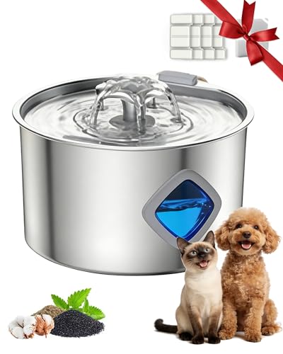 Vetiflow Water Dog Bowl 2027 New Flower Spout 3.2L Stainless Steel Dog Water Fountain Quiet Pump Multi-Stage Filtration System Automatic Pet Drinking Fountain for Dogs Cats (+4 Filters)