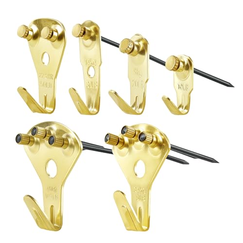 VEVOR 130 Pieces Picture Hanging Kit, 10lb, 20lb, 30lb, 50lb, 75lb and 100lb Picture Hangers, Metal Pictures Hanging Hooks with Nails for Mirror, Painting, Photo Frame on Drywall & Wooden Wall, Gold - Image 9