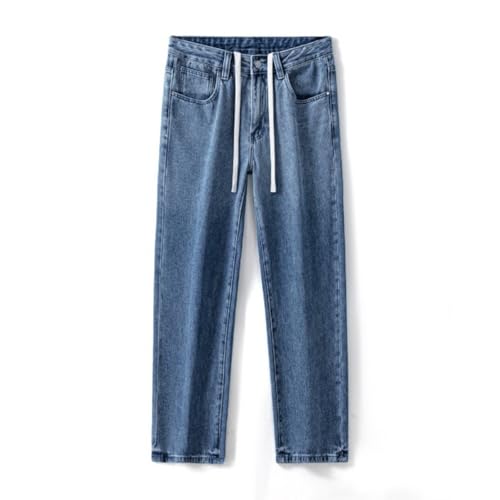 Pants Trousers Denim Spring Summer Straight Leg Jeans with Loose Drape Design Mountain Blue Minimalist Versatile