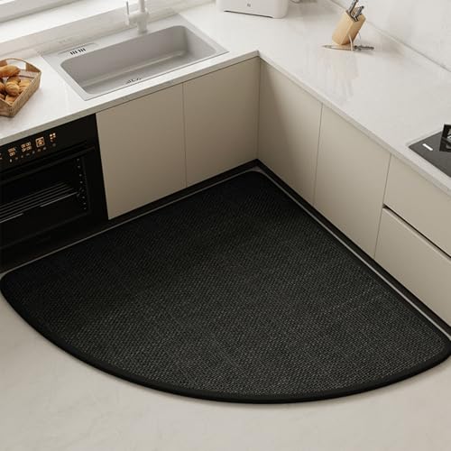 LDZDGD Curved Corner Kitchen Mat for L-Shaped Area, Anti-Fatigue Cushioned